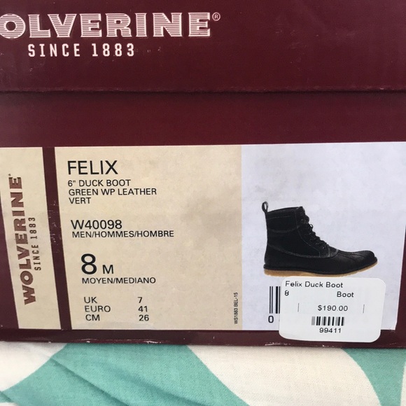 NWT Wolverine Felix Duck Boot Sz 8